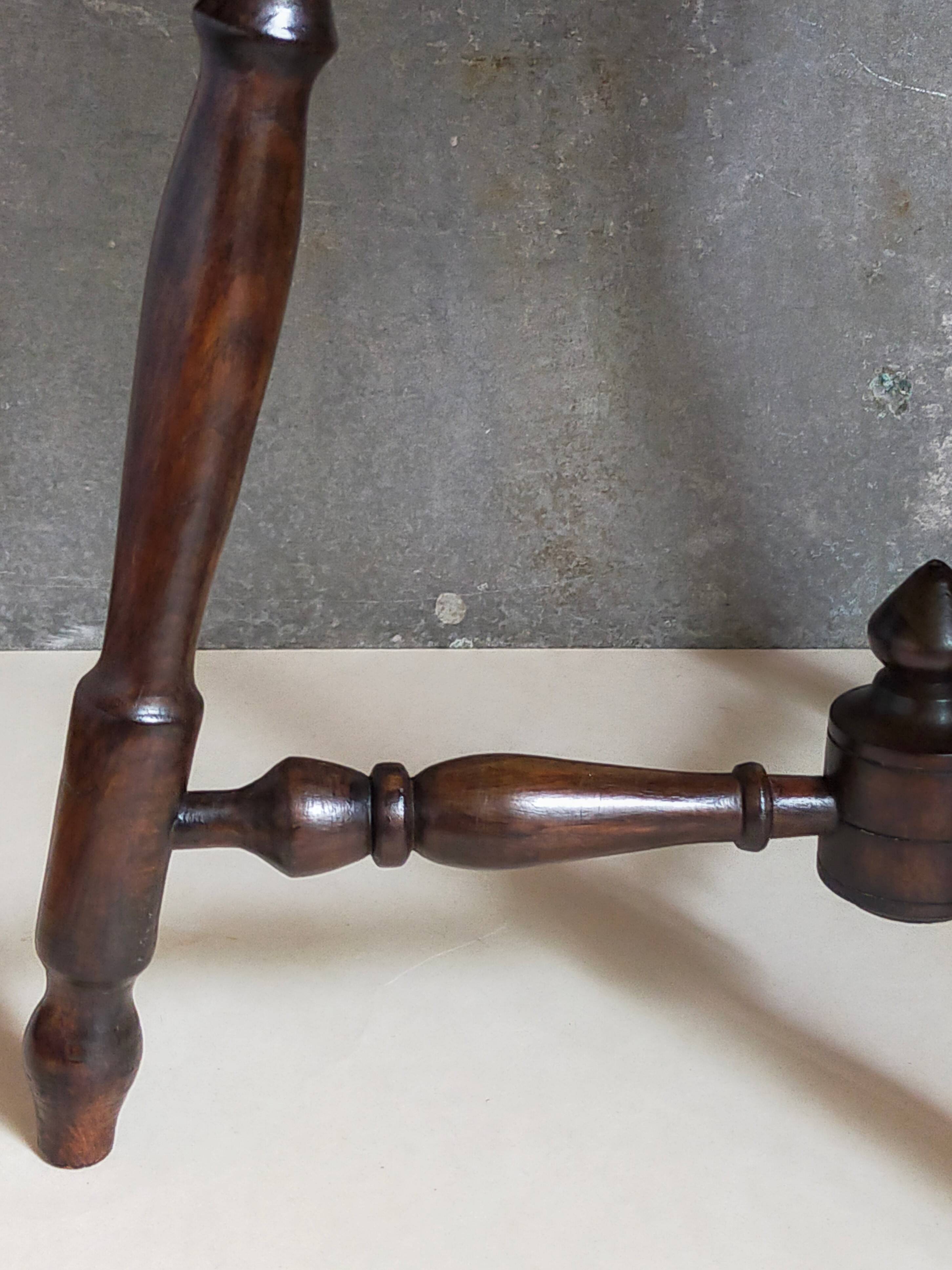 Vintage turned solid wood tripod stool