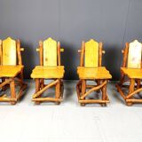 Vintage brutalist dining chairs, set of 4 - 1960s