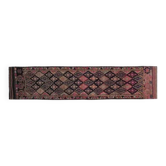1970s Vintage Turkish Oushak Handmade Wool Cotton Pink Runner Rug 85x377