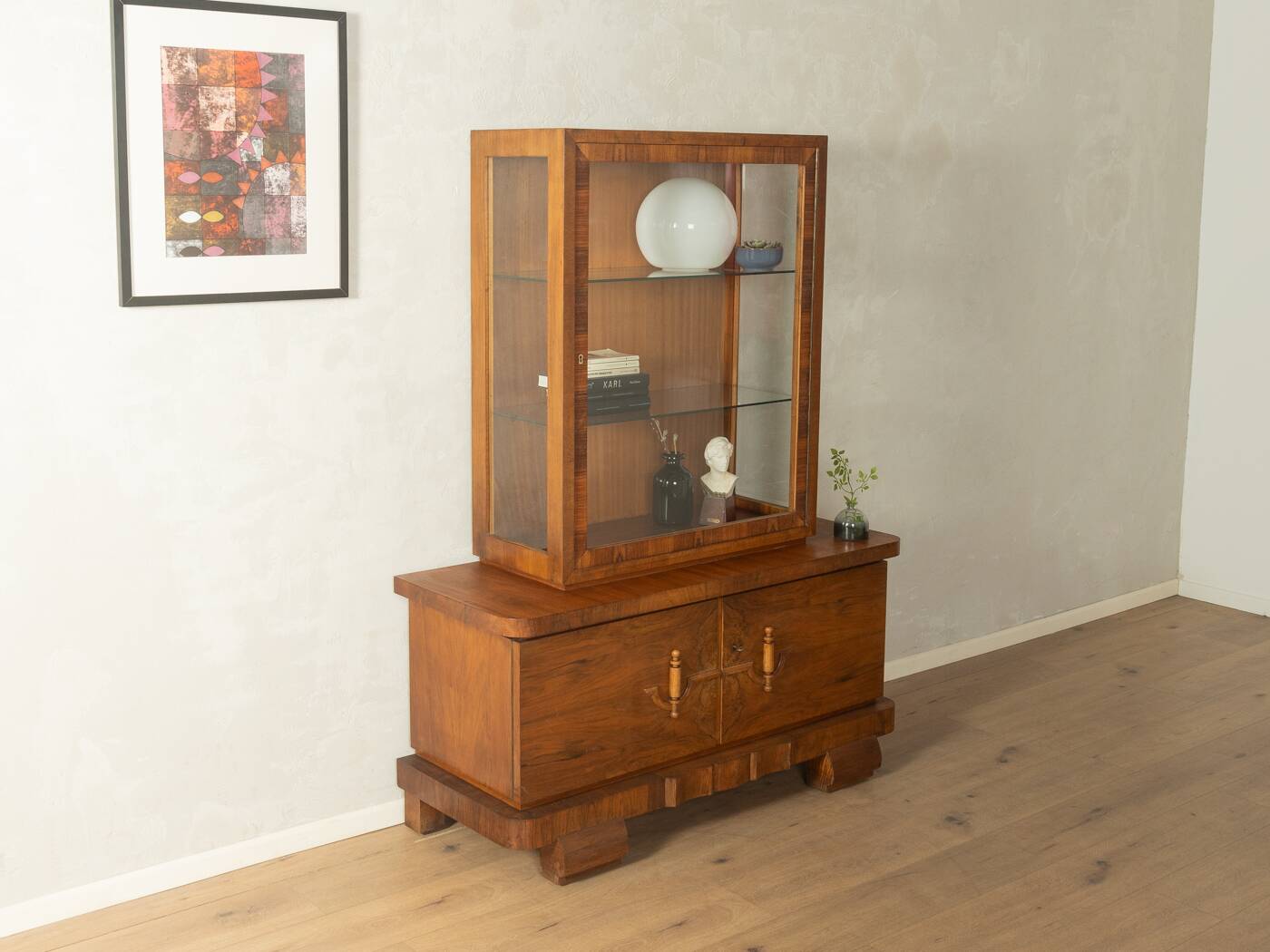Wonderful two-piece Art Deco display cabinet from the 1920s