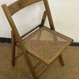 Vintage wooden and cane folding chair