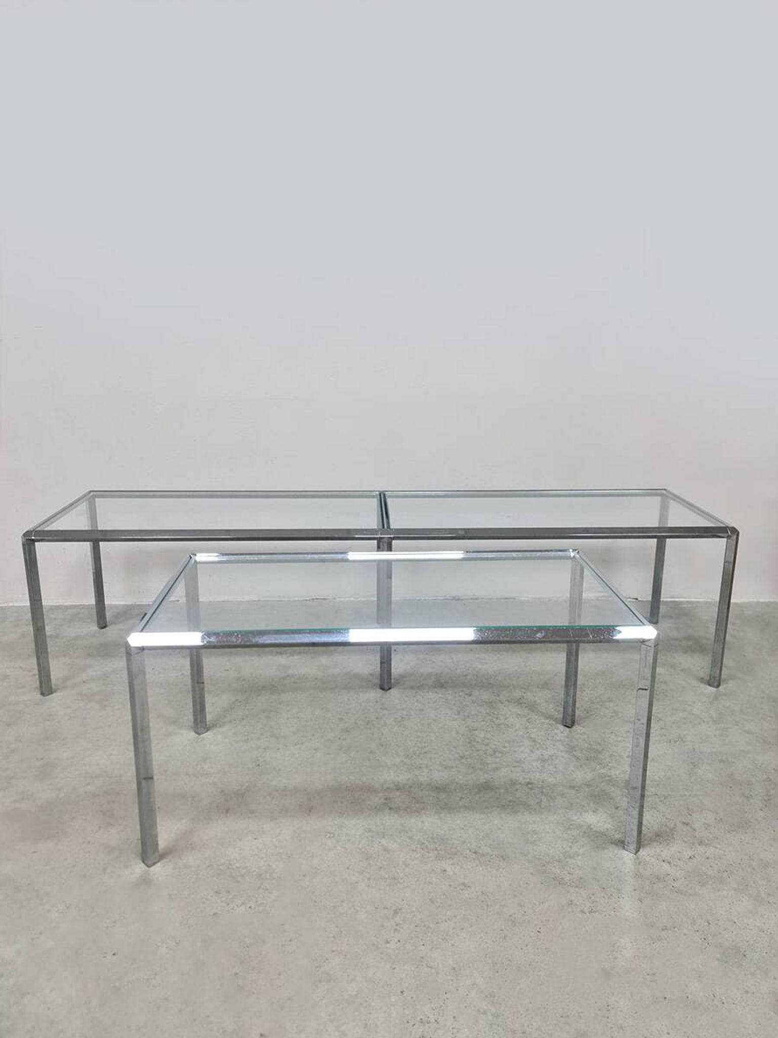 Midcentury chrome sidetables Converta serie Herman Miller