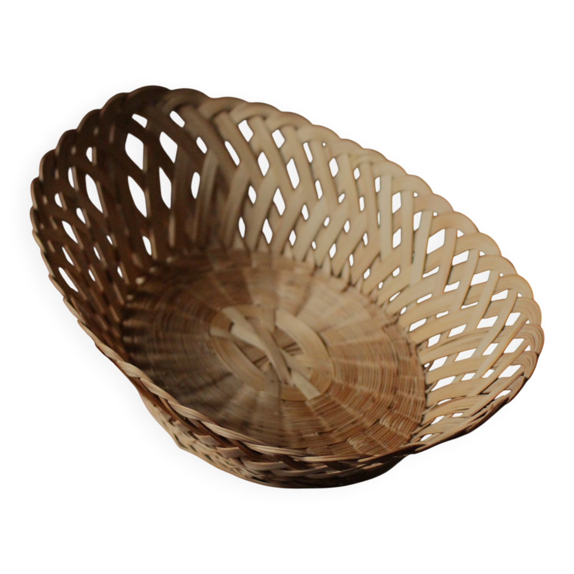 Vintage oval openwork wicker basket
