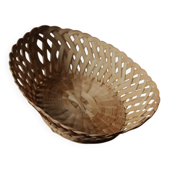 Vintage oval openwork wicker basket