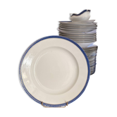 Large Plate 29 cm Salad Bowl Limoges Porcelain Blue Gold Betoule & Legrand