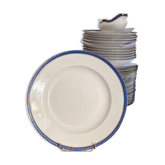 Large Plate 29 cm Salad Bowl Porcelain Limoges Blue Gold Betoule & Legrand