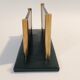 Art Deco letter holder in green leather and golden brass