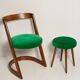 Chaise et tabouret Halfa en velours vert milieu du siècle, Baumann, France, années 1970