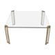 Vintage square coffee table in glass and brass by Peter Ghyzcy