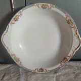 Hollow serving dish in limoges porcelain flower baskets, fruits - early 20th