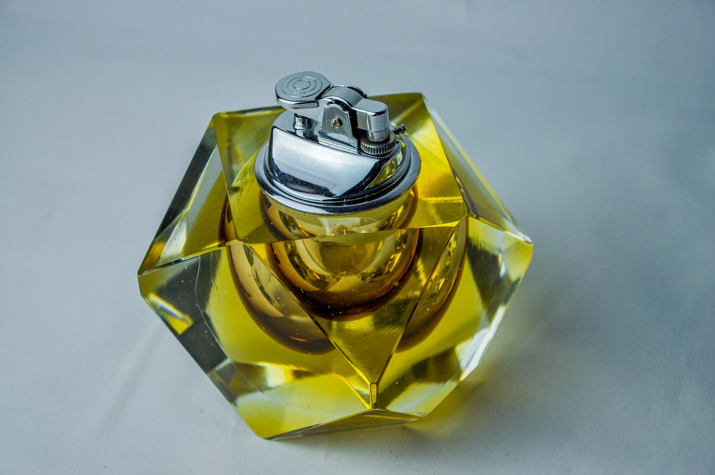 Yellow Sommerso lighter by Seguso, faceted glass from Murano, Italy, 970