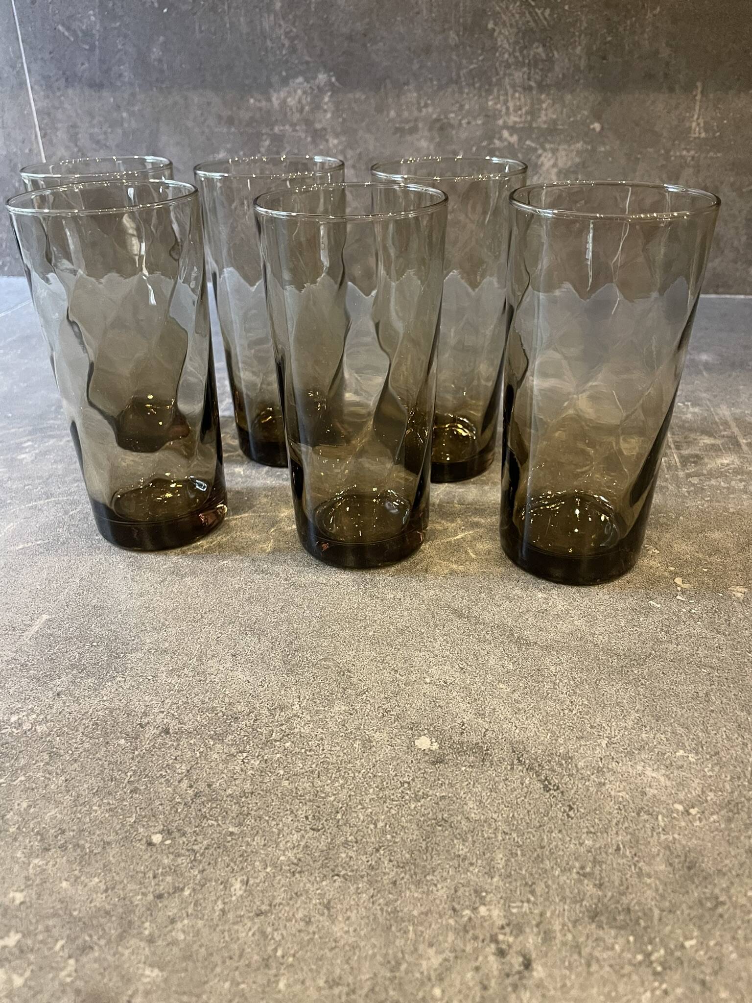 6 Luminarc smoked glass glasses