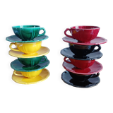 Set of 8 Longchamp multi-colored coffee cups