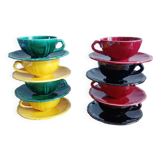Set of 8 Longchamp multi-colored coffee cups