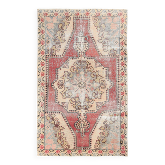 Tapis Vintage Rouge & Beige 4x7, 131x211Cm