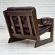 1970s, Scandinavian armchair, brown furniture leather, dark beech wood.