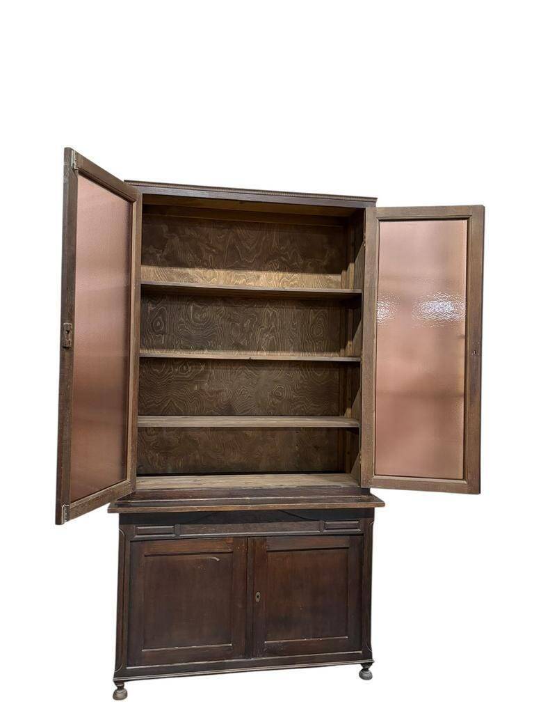 Vintage XL display cabinet in dark wood / wardrobe