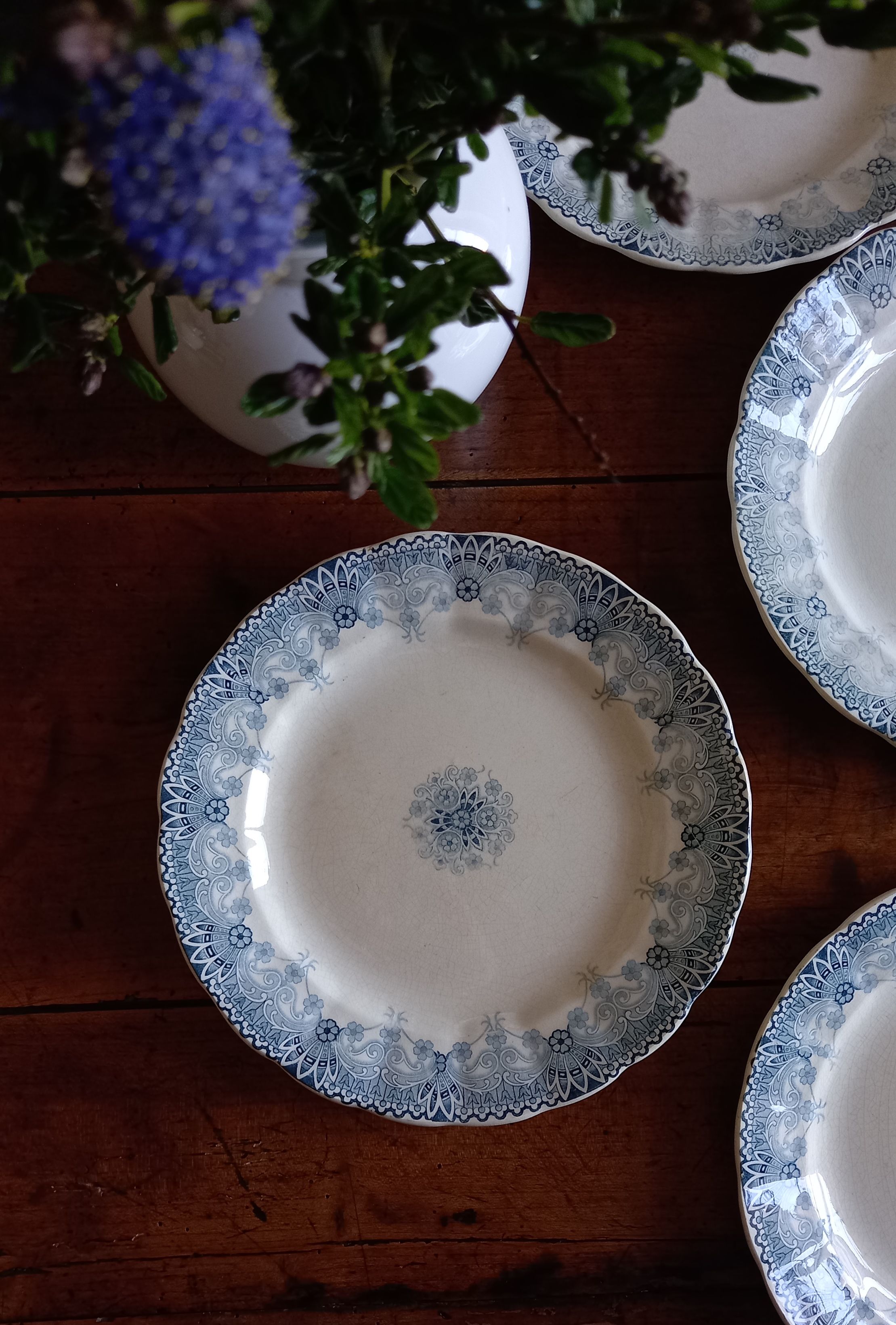 Set of 6 plates iron earth H Boulenger Choisy-le-Roi