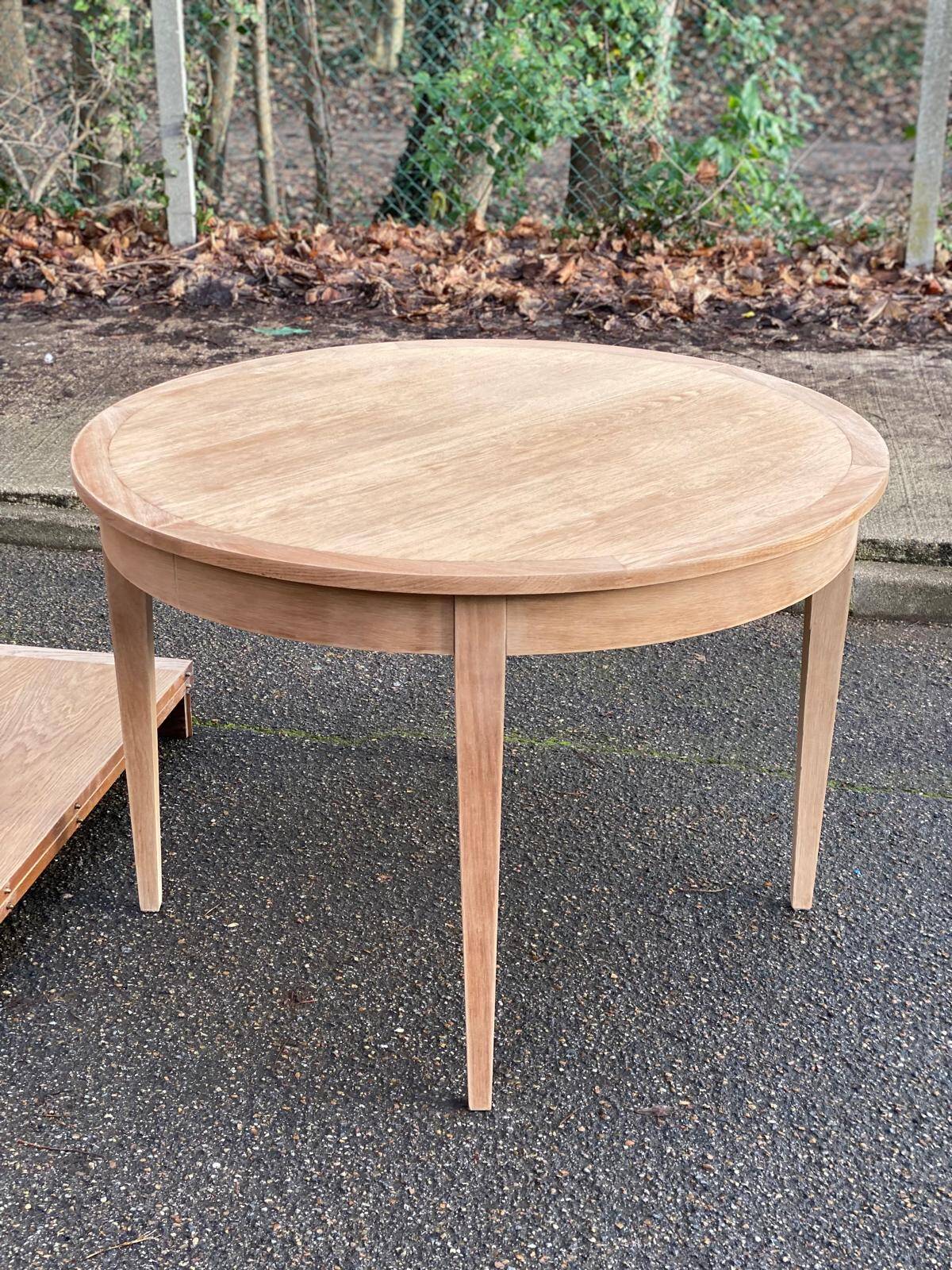 Table à manger scandinave extensible rénovée en chêne 110cm du XXème