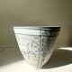 Bowl / large ceramic white catchall with graphic decoration, 1950