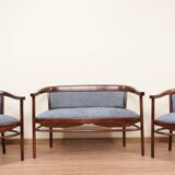 Ensemble de salon Thonet, en bois et jacquard bleu, 1910