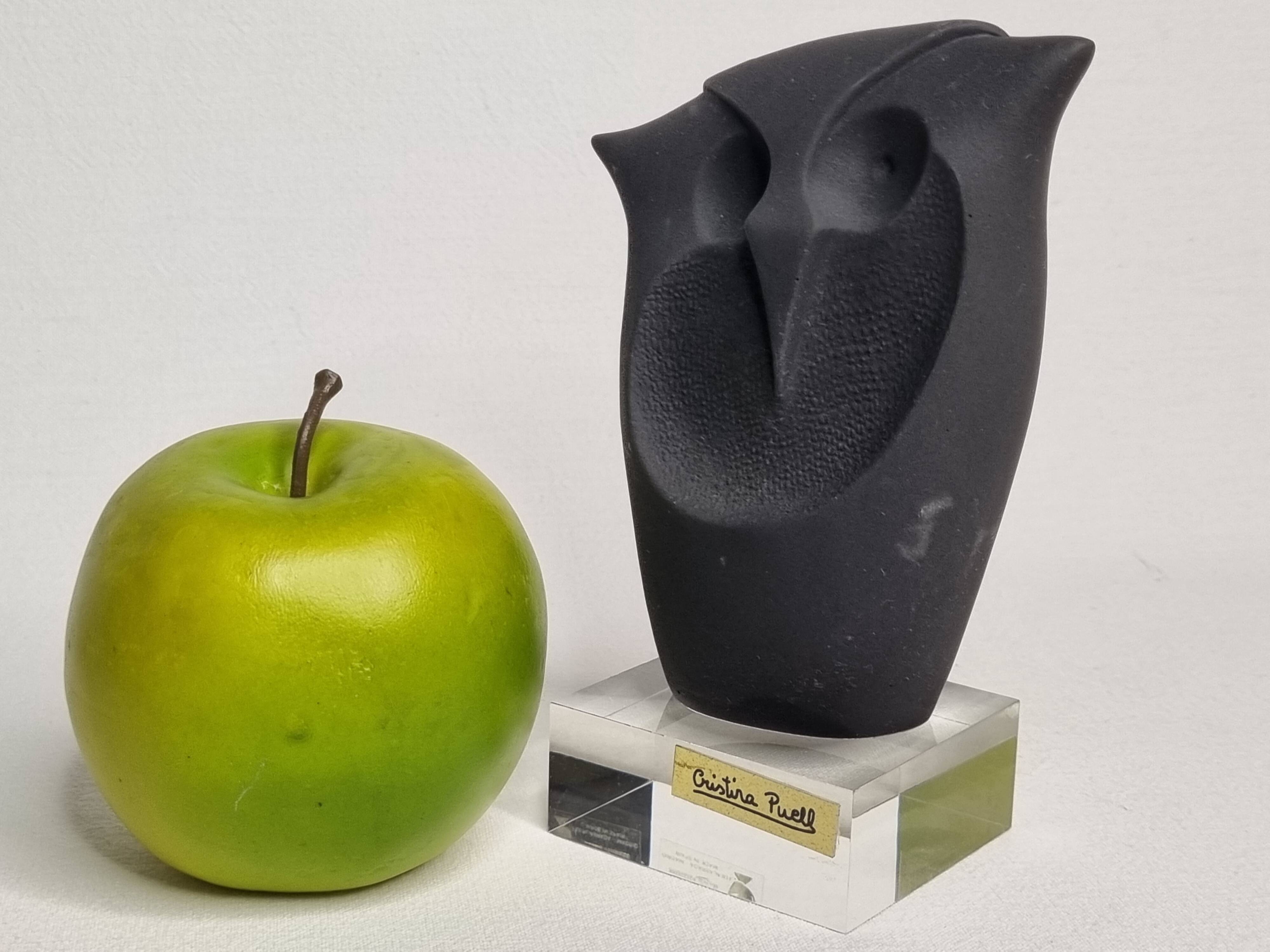 Modern owl sculpture by Cristina Puell, 16 cm