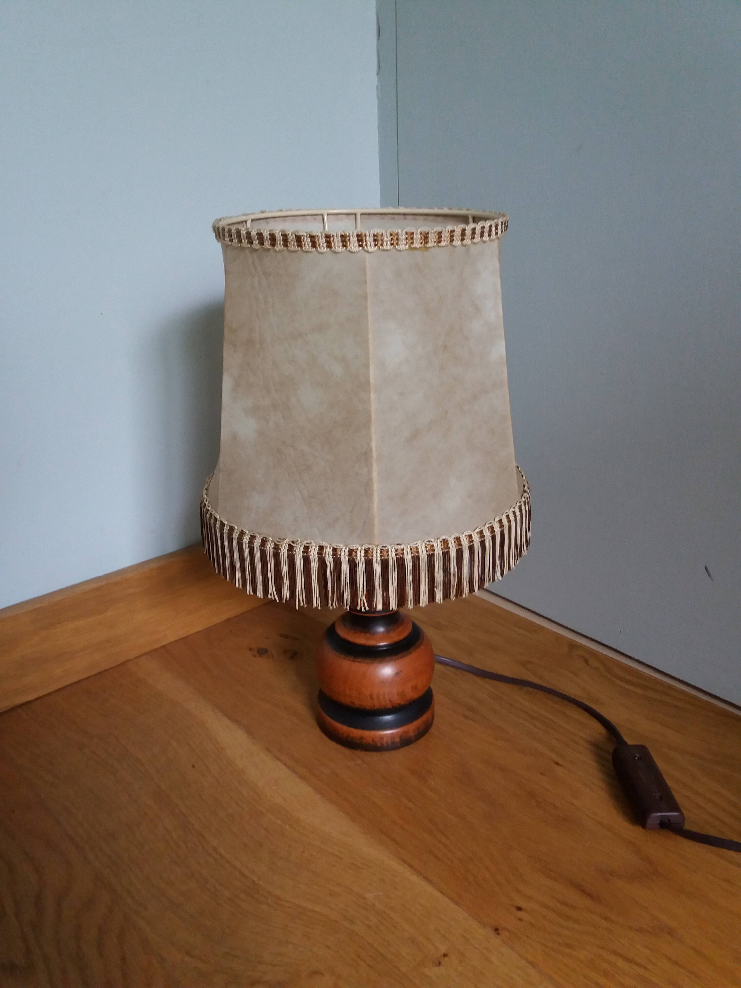 Turned wood lamp