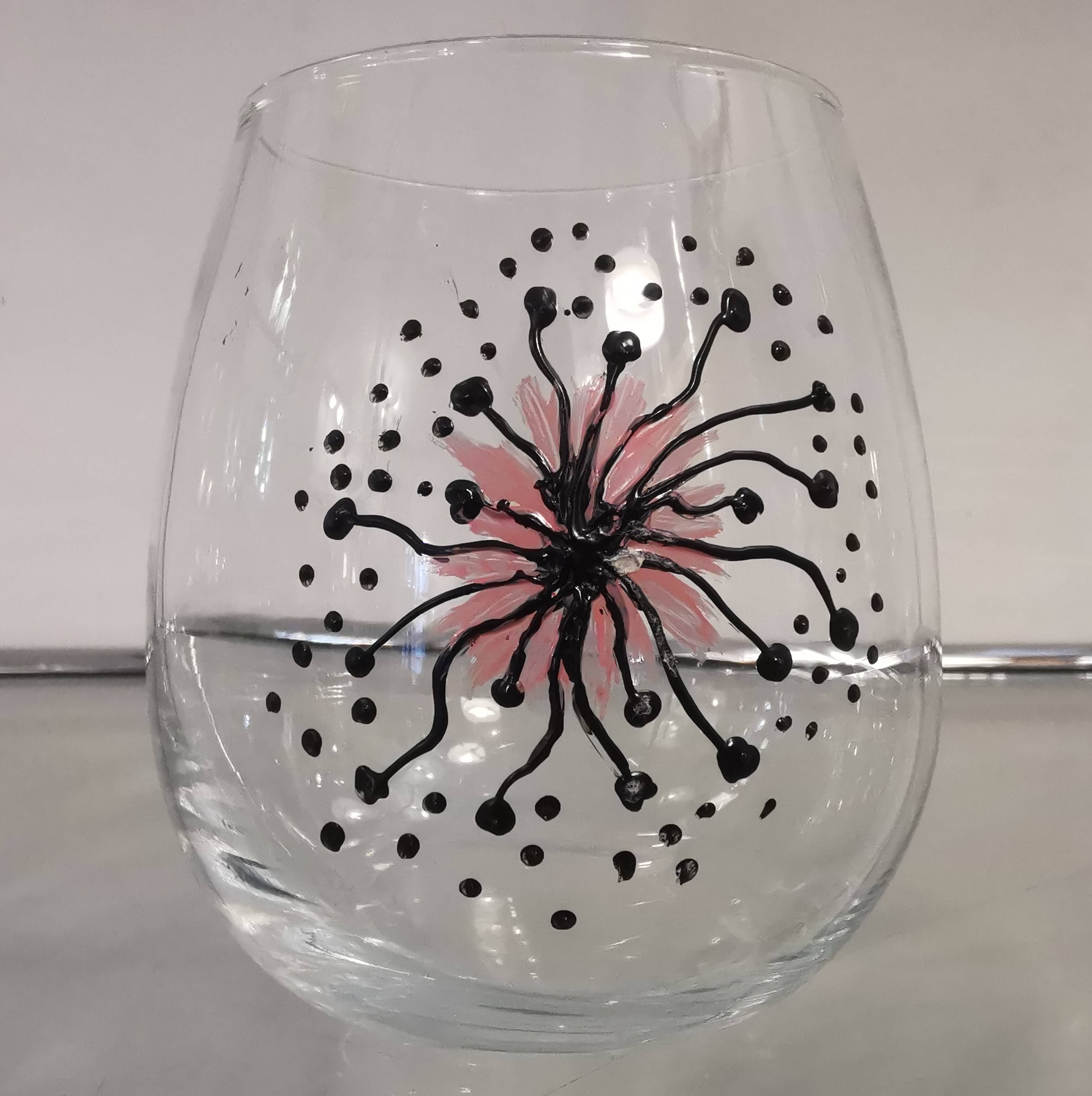 Service of 6 vintage water glasses, handmade decor