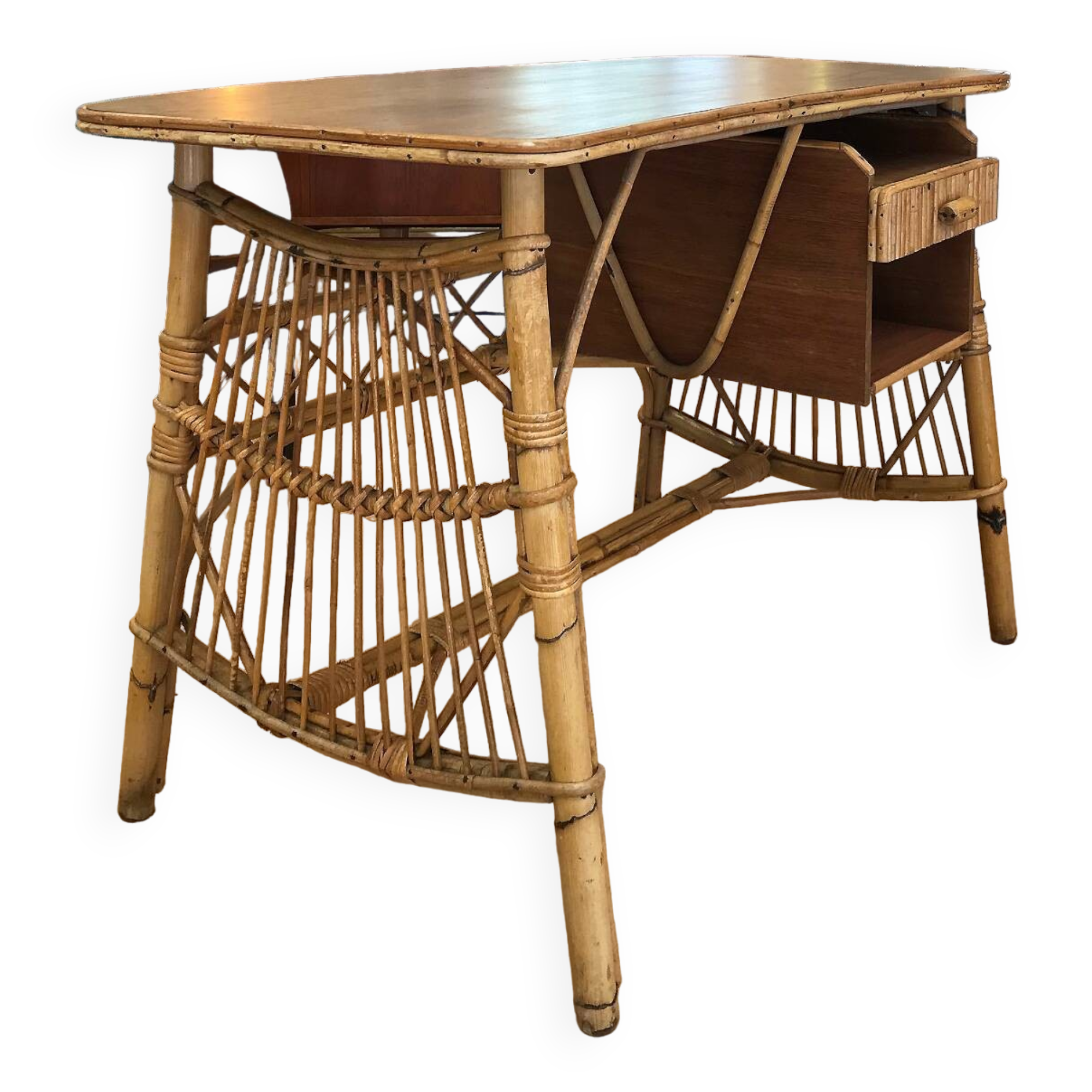 1960s Rattan Desk