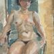 Huile sur toile originale – “Dame assise” par Sven Strömberg – Signée – Vintage et encadrée