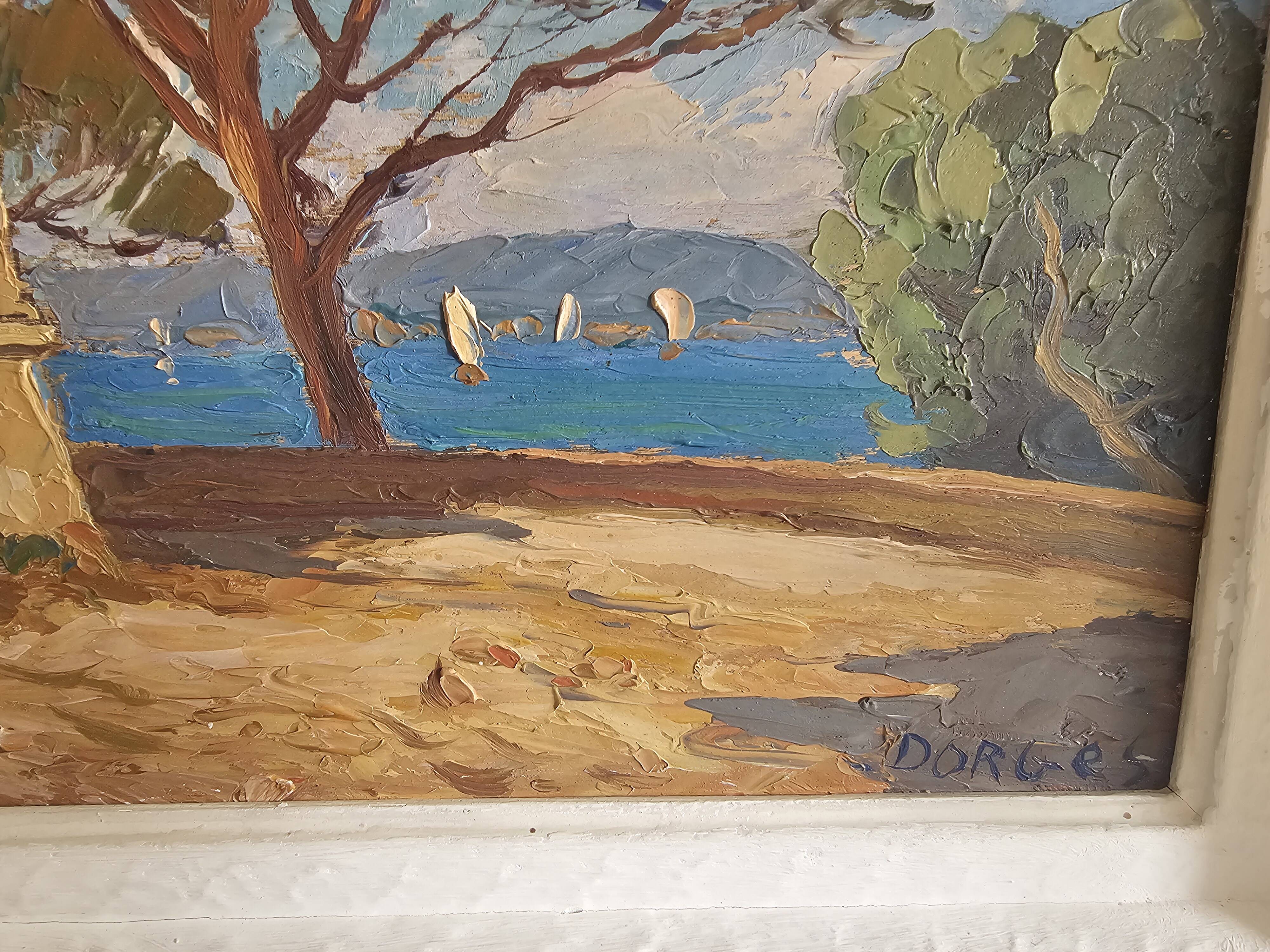 Oil on Panel - Marine Landscape of the Provençal Riviera signed D