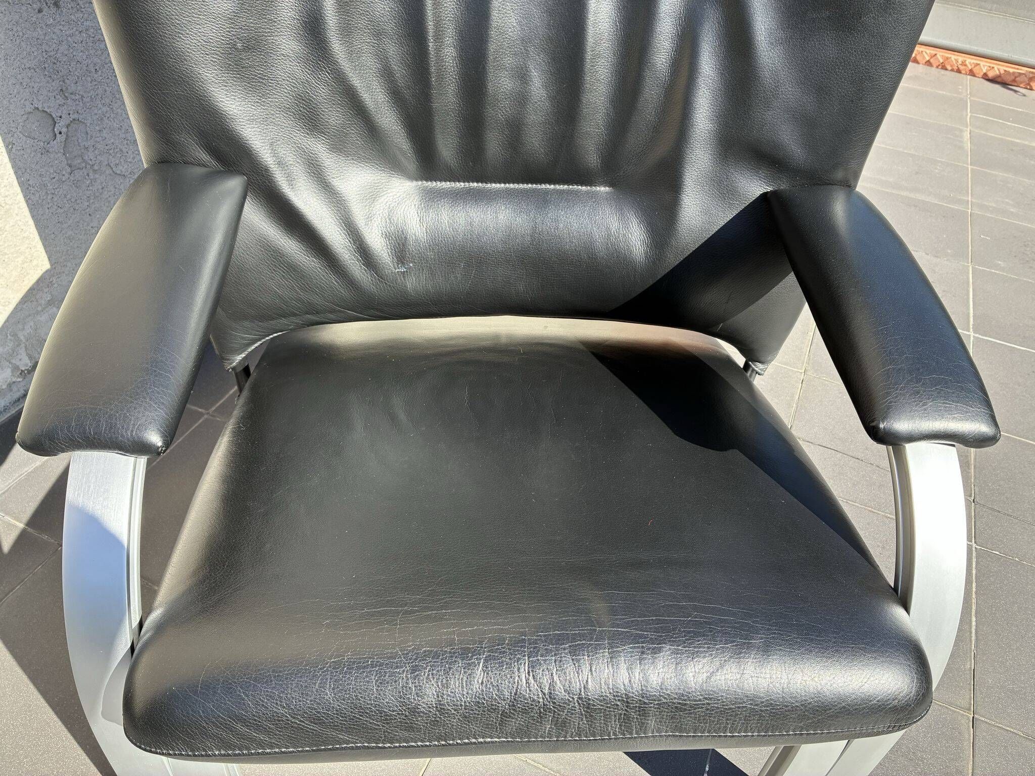 WK Wohnen Spot 698 reclining black lounge chair by Stefan Heiliger, 1980s