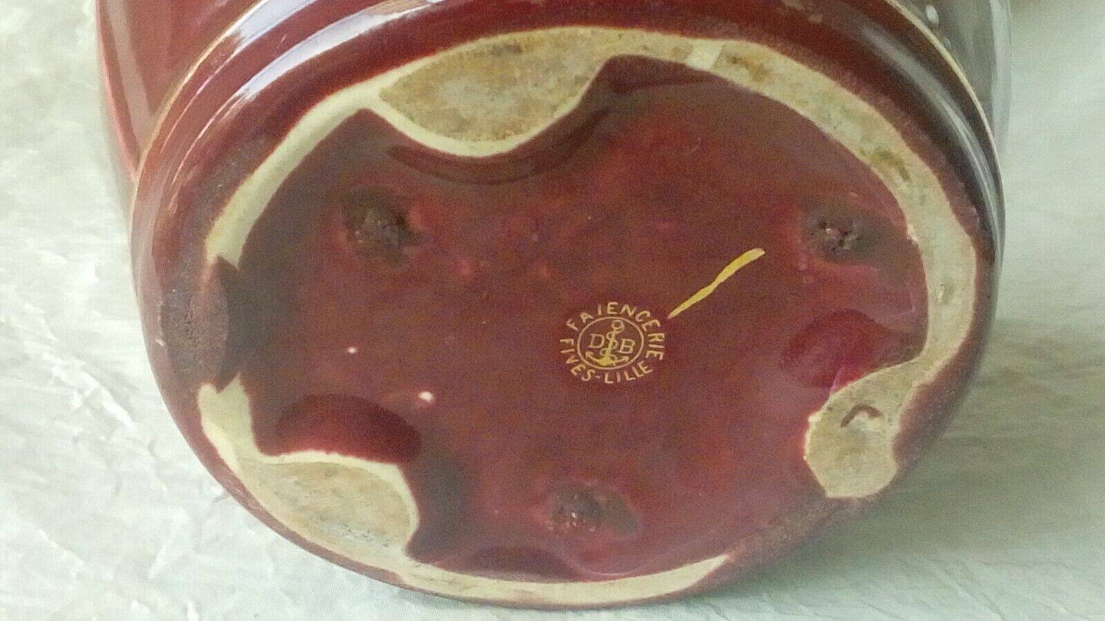 Cache pot en faience fives lille decor emaille epoque art nouveau