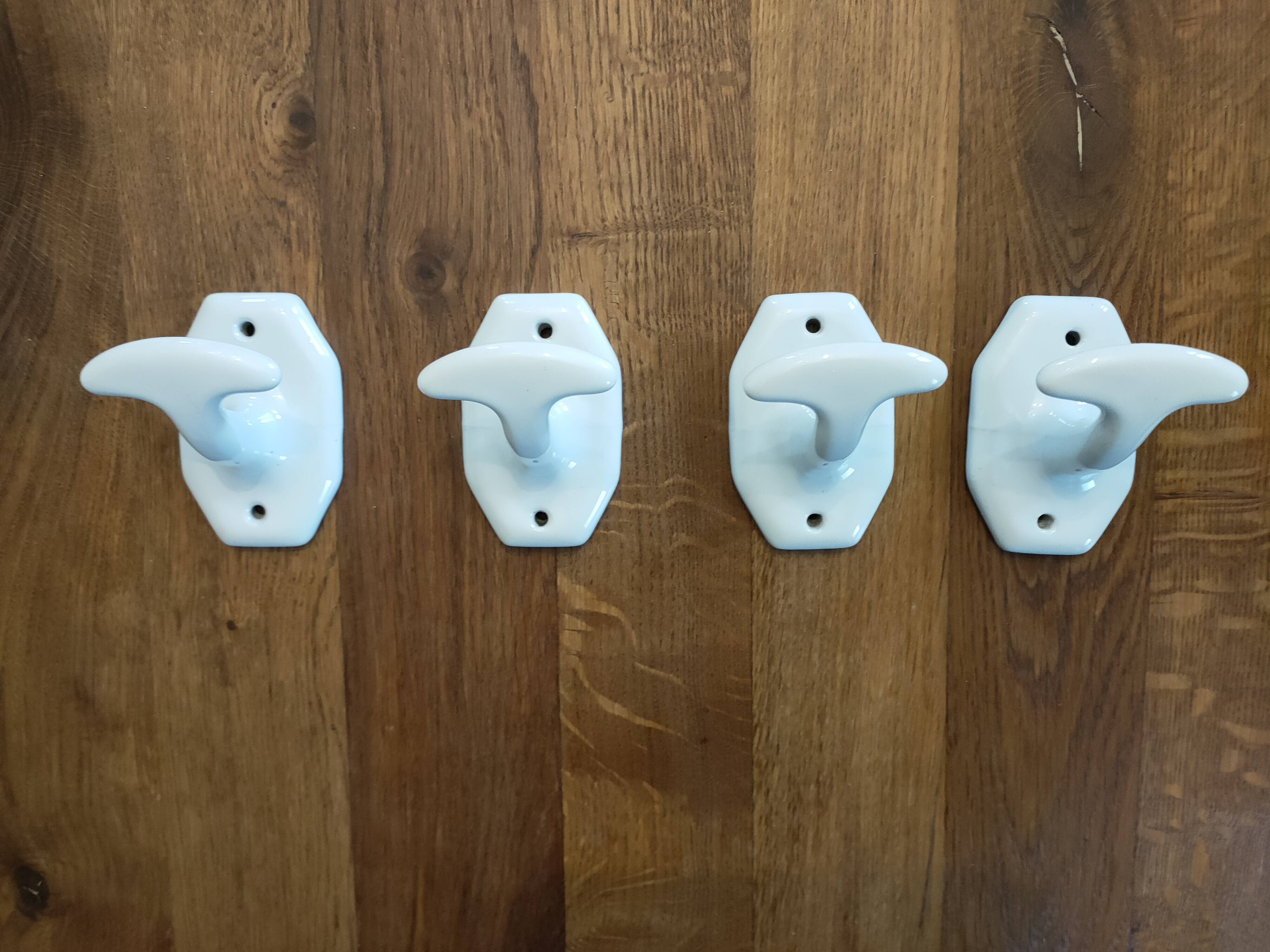 set of 4 porcelain bathroom hooks