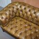 Canapé Chesterfield en cuir teint à la main, victorien rempli de crin de cheval
