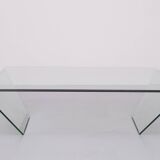 curved Glass coffee table 1980s Italy