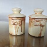 Set of 6 ceramic spice jars signed FPP Vallauris, 1960