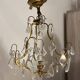 Vintage Czechoslovak brass chandelier with pendants – Bohemian crystal