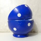 2 small old blue polka dot porcelain bowls from Longchamp