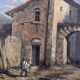 19th century painting, oil on canvas, interior decor of a lively village