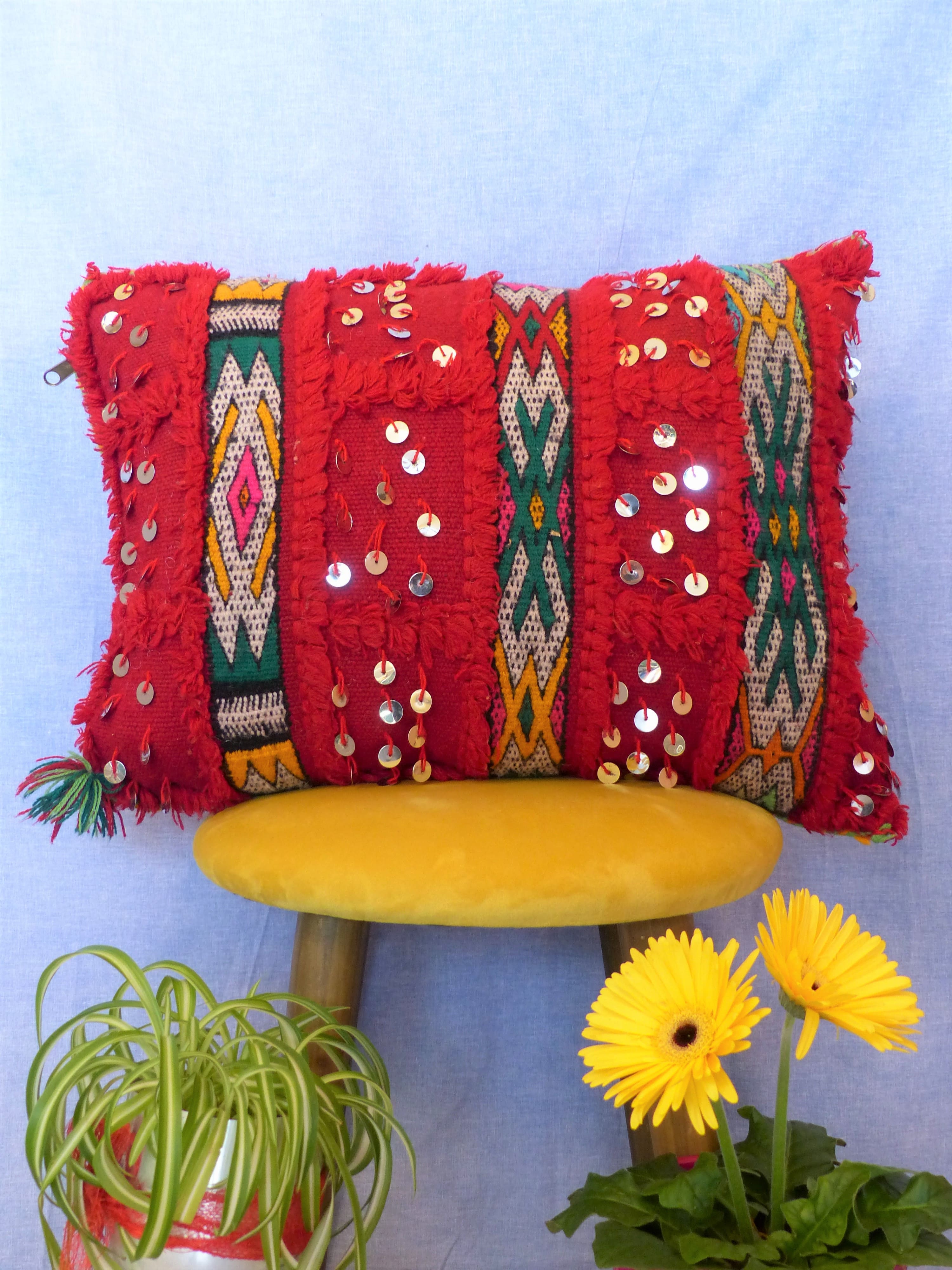 Red berber cushion Beldi Chiba