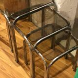 Chrome and smoked glass nesting tables