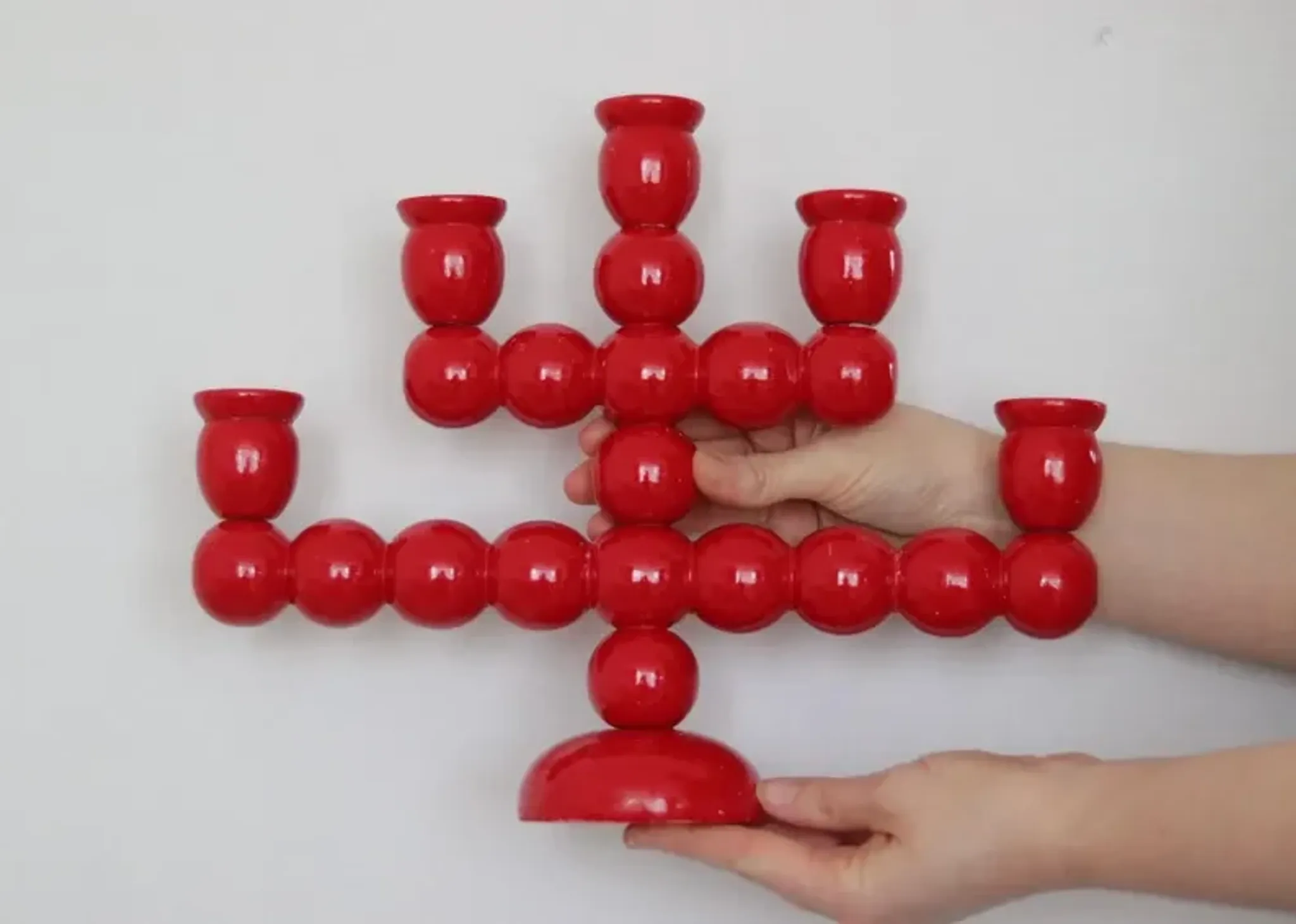 Swedish Mid Century  Five-Arm  Bobbin Candelabra