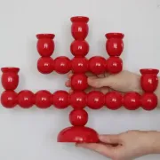 Swedish Mid Century  Five-Arm  Bobbin Candelabra