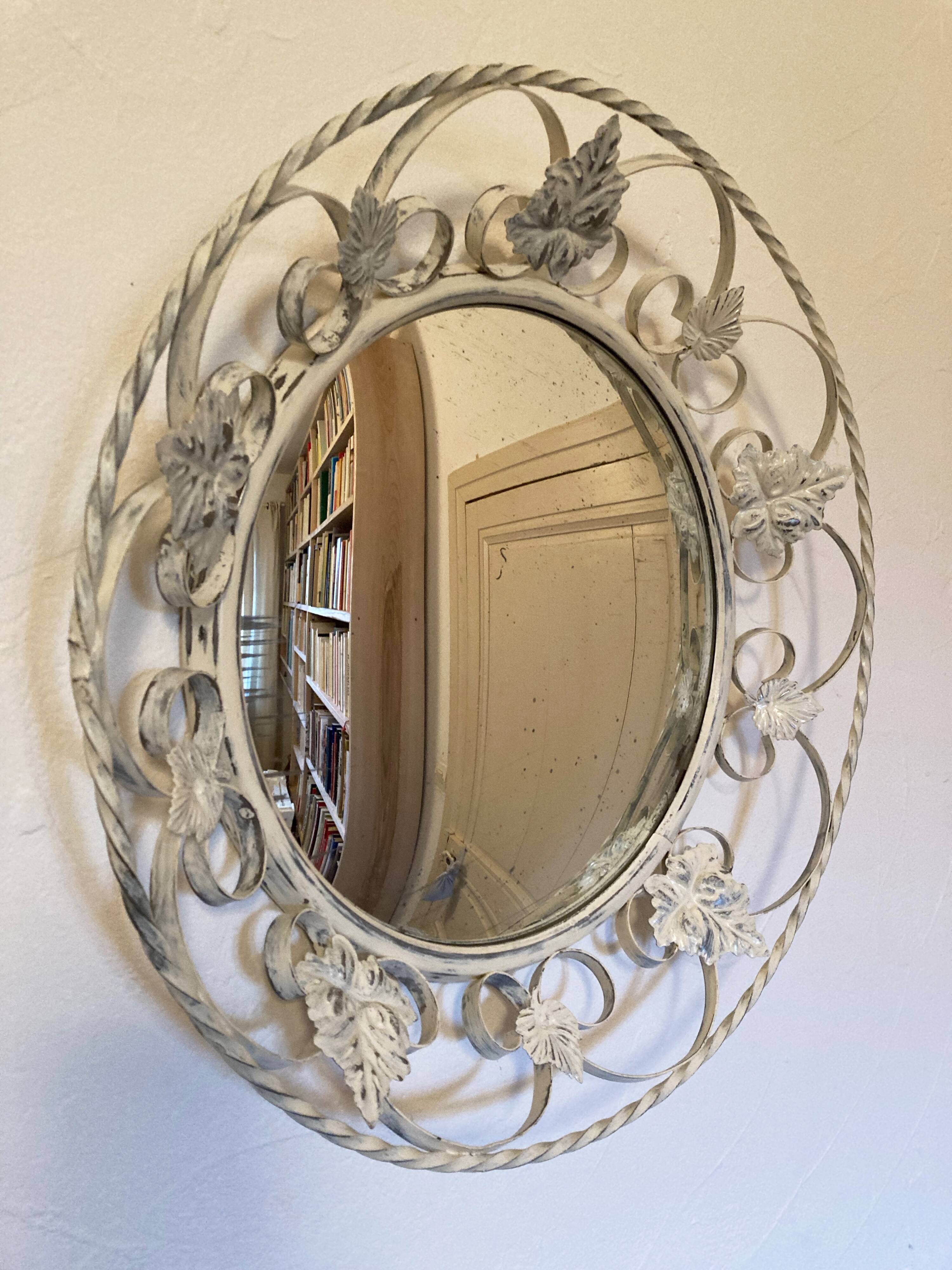 Wrought iron convex mirror, England, 1950s