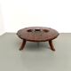 Brutalist Circular Coffee Table in Solid Wood – Brazilian Folk Art