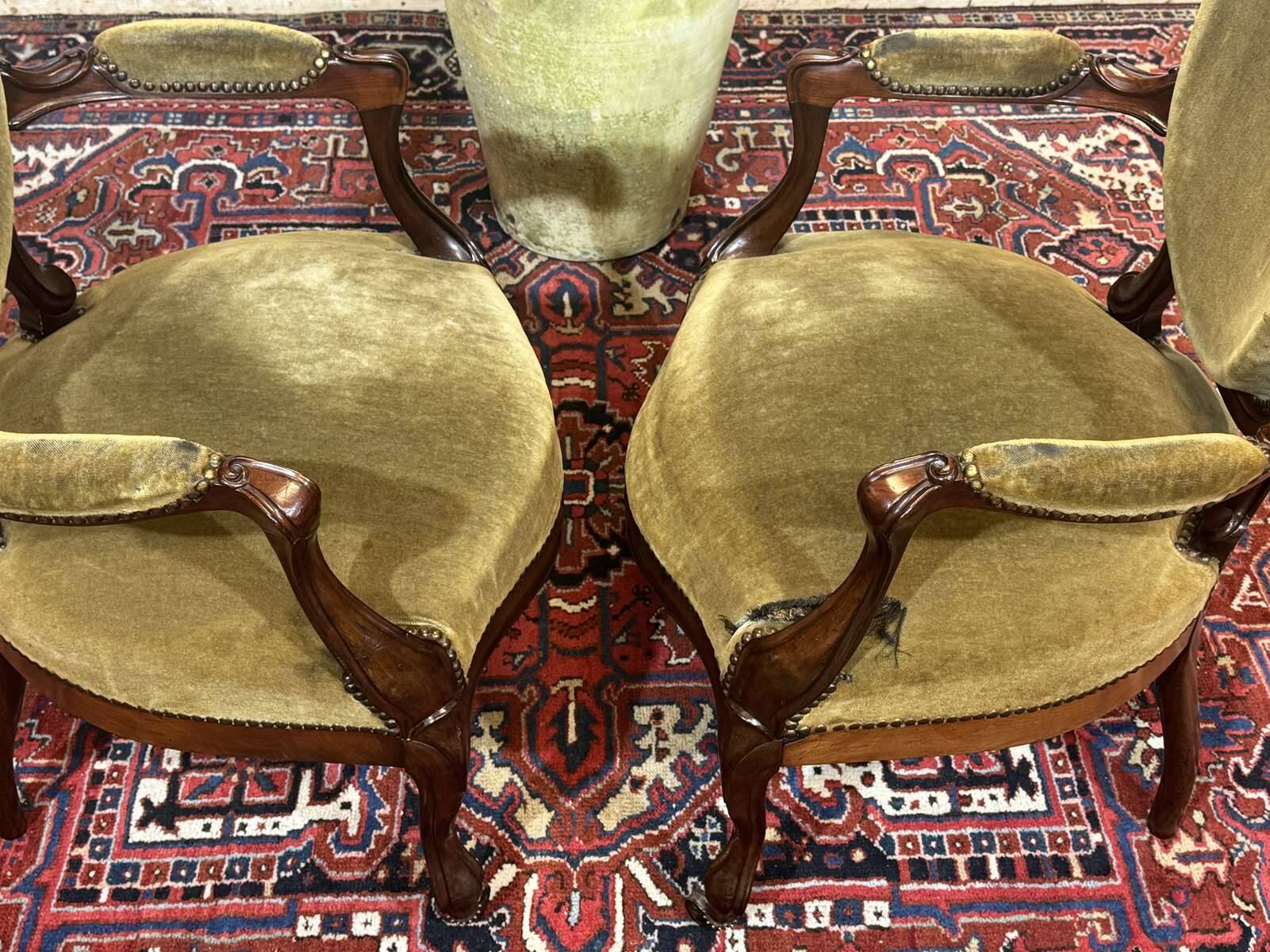 Paire de fauteuils Napoléon III XIXème en acajou