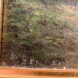 Alain Bonnaud (20th century), small oil on canvas. “Woman on a forest path”