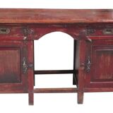 Vintage red desk old teak piece and original patina from India