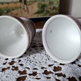 Antique French 2 Heavy Barware Brulot Coffee Cups Demi-Tasse Size From Late 1800s. Espresso Whiteware Kitchenalia. Rustic French Bistroware
